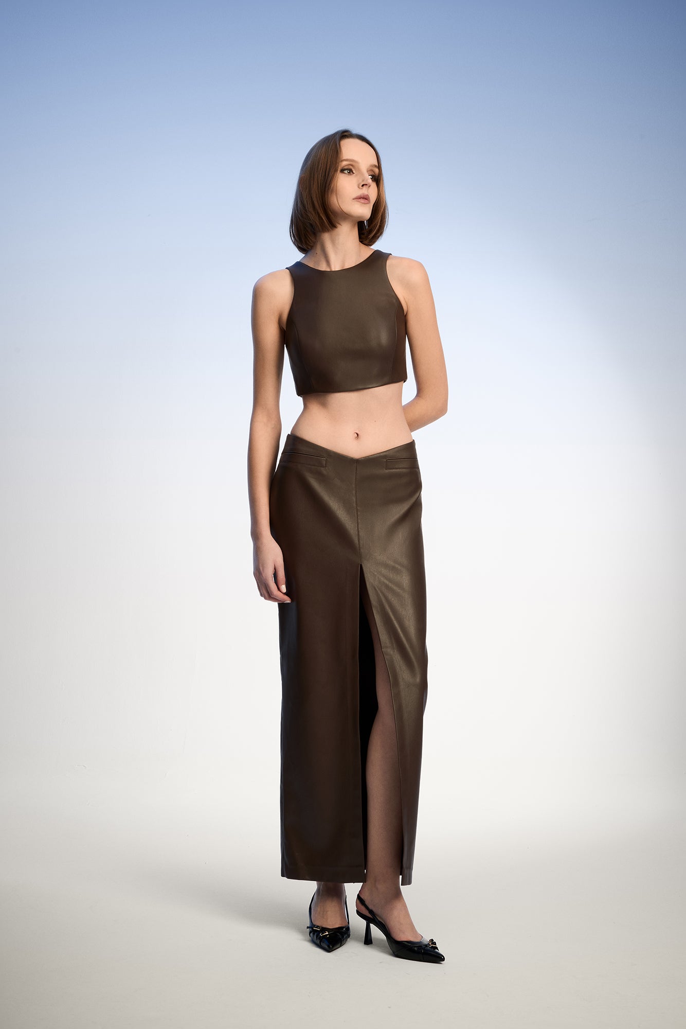 Viola Brown Midi Skirt