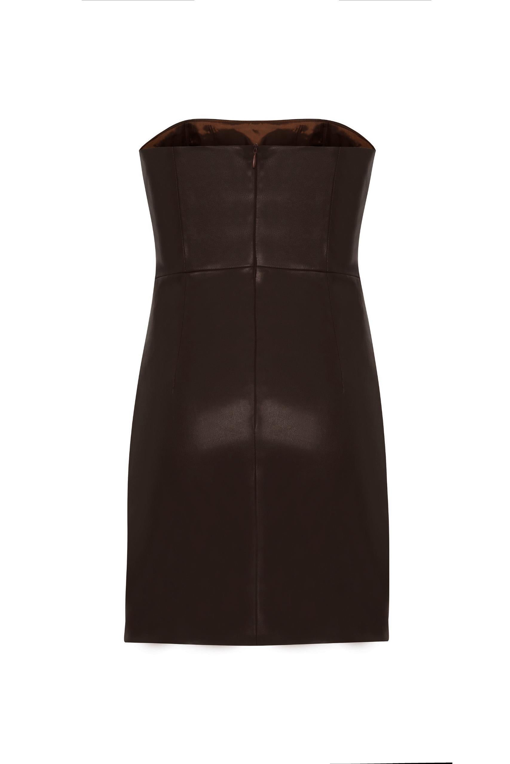 Bianca Strapless  Brown Mini Dress